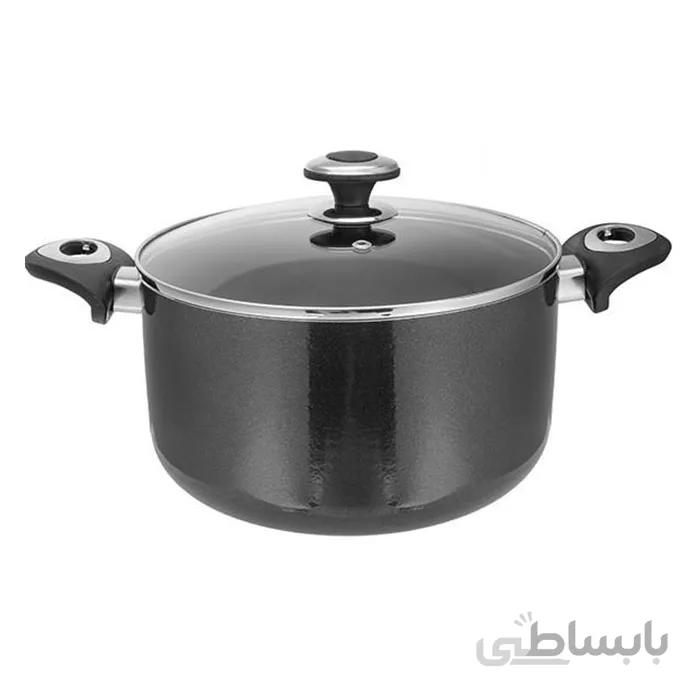قابلمه سایز 32 گرانیتا نوک مدادی با درب شیشه ای زرساب کد GT-432B