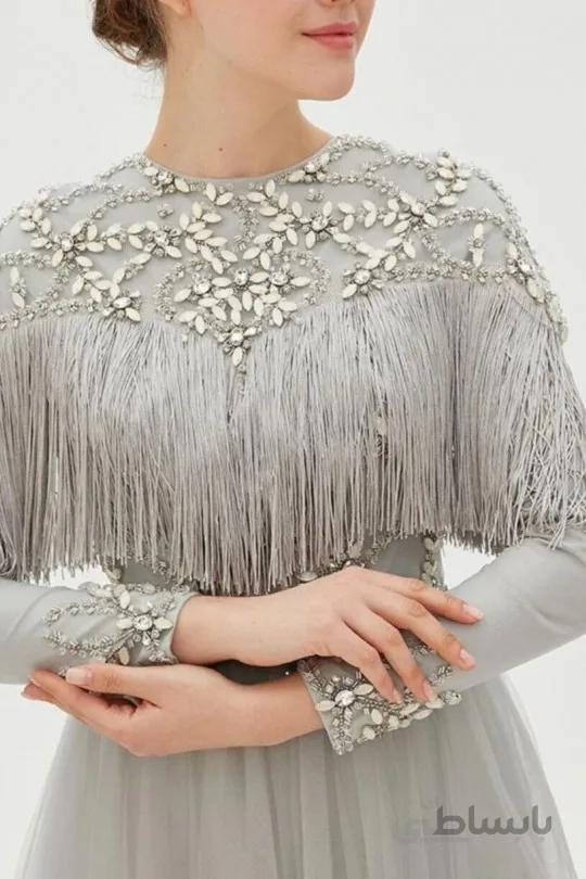لباس عقد نگینی نقره ای