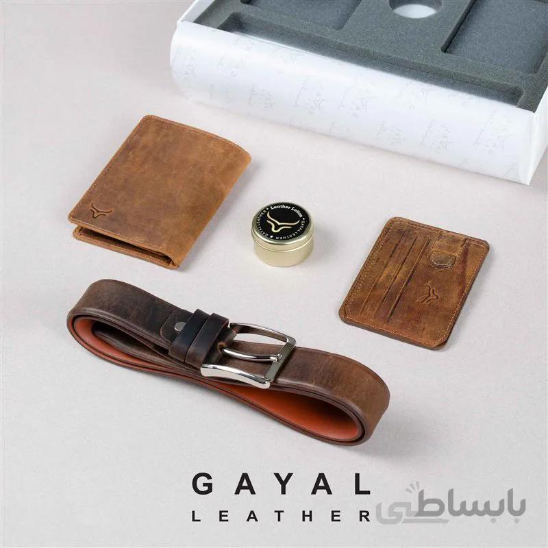 ست مردانه گَیال چرم S205 عسلی