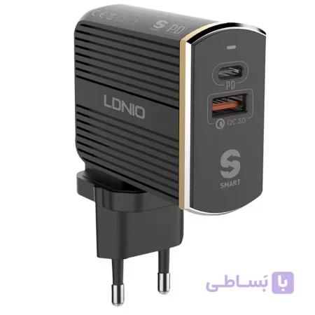 شارژر دیواری فست شارژ LDNIO A2502C QC3.0 PD 36W 2Port+ کابل میکرو یو اس بی