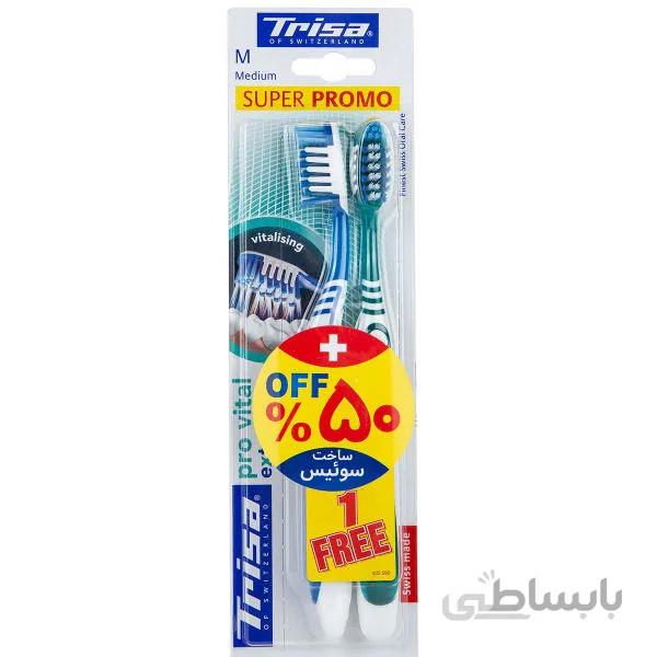 مسواک تریزا مدل Extra Pro Vital با برس متوسط بسته 2 عددی