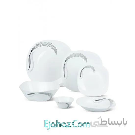 سرویس غذاخوری آرکوپال مقصود 26 پارچه هامز طرح شمل مشکی- بدنه مربع کلاسیک (دولایه)