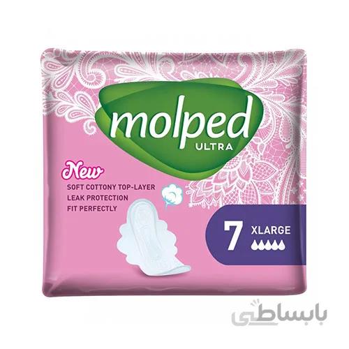 نوار بهداشتی پنبه ای مولپد اولترا سایز خیلی بزرگ بسته 7 عددی ا Molped Ultra Sanitary Pad XLarge 7pcs