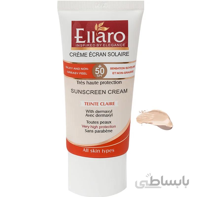 کرم ضدآفتاب رنگی ( بژ روشن )الارو مناسب پوست خشک وحساس 40میل- Ellaro
