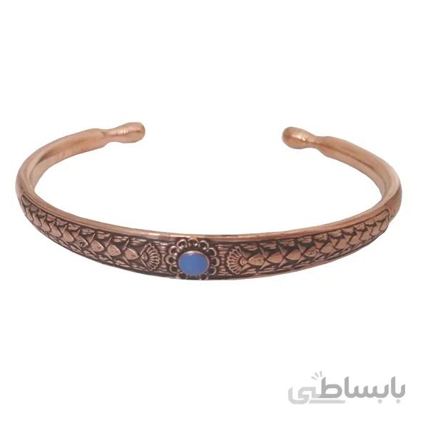 دستبند مسی طرح لوتوس مفتولی نگین دار کد JW85