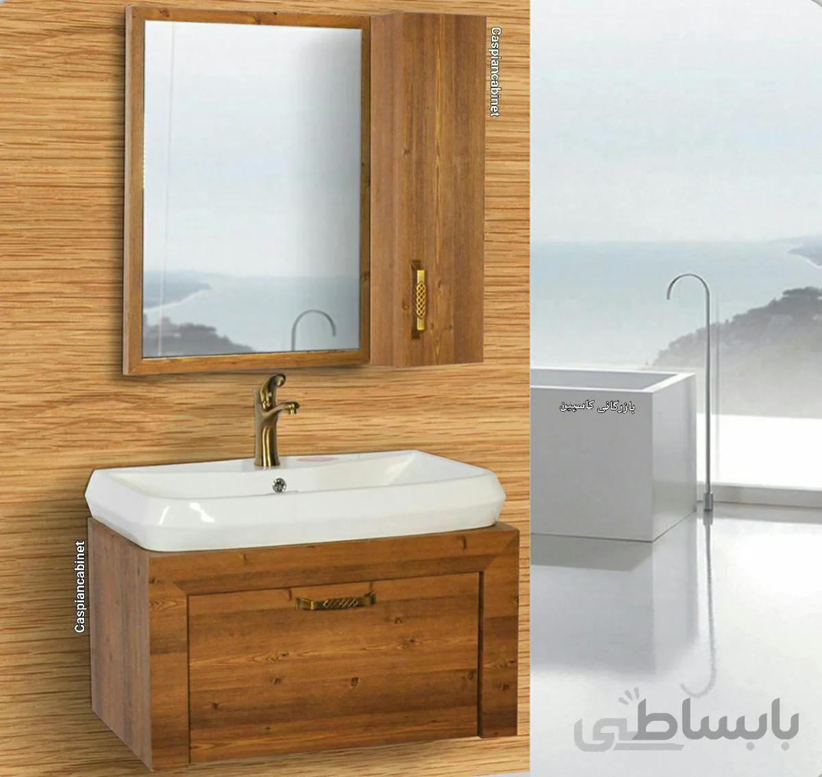 روشویی کابینت دار گراویتی چوب 75 سانت ا روشویی کابینت دار گراویتی چوب 75 سانت