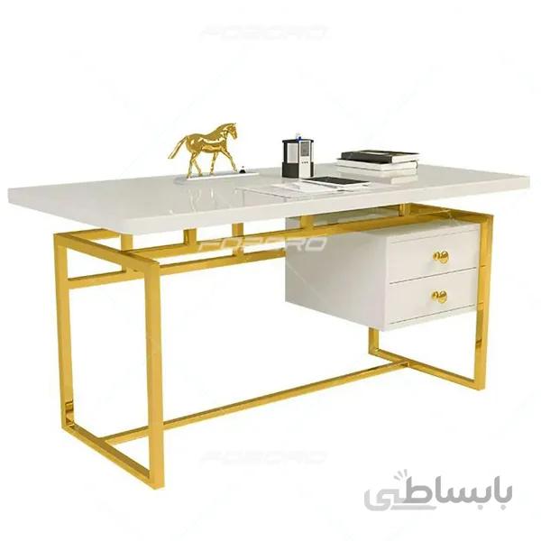 میز پایه استیل مدرن دو کشو مدل فیدرو