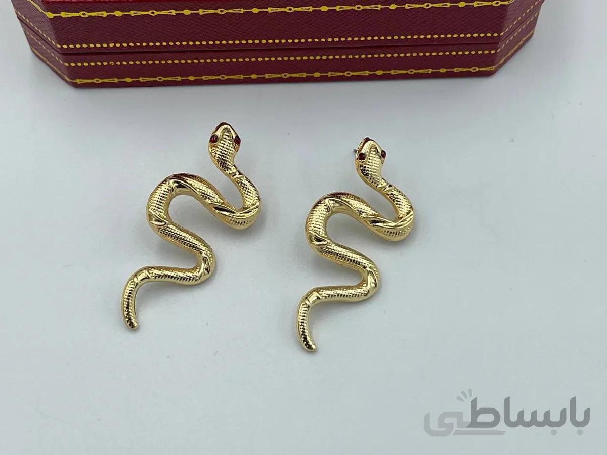 گوشواره مار طلایی پیچ پیچی