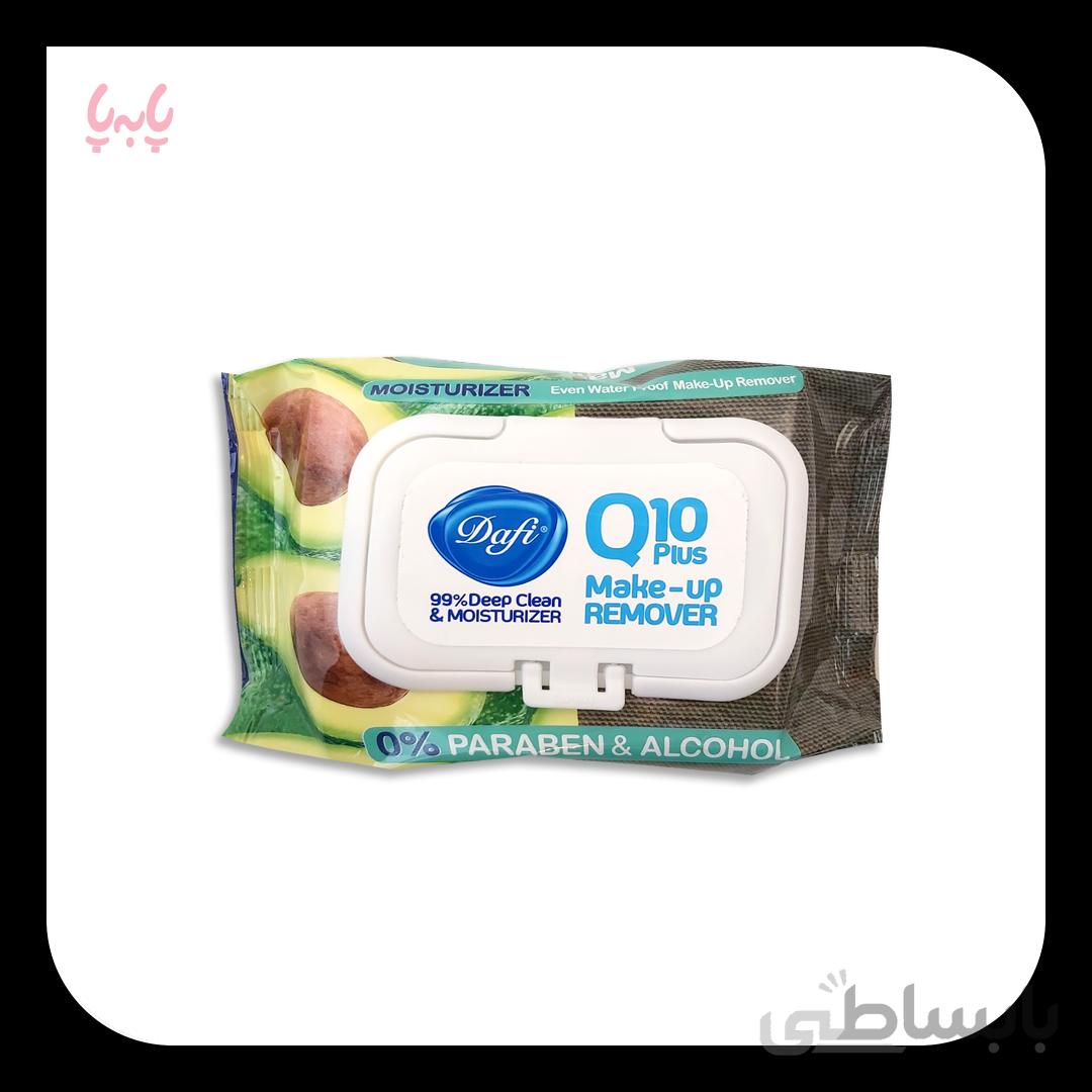 دستمال مرطوب پاک کننده آرایش 50 برگی Q10 میوه ای درب دار دافی
