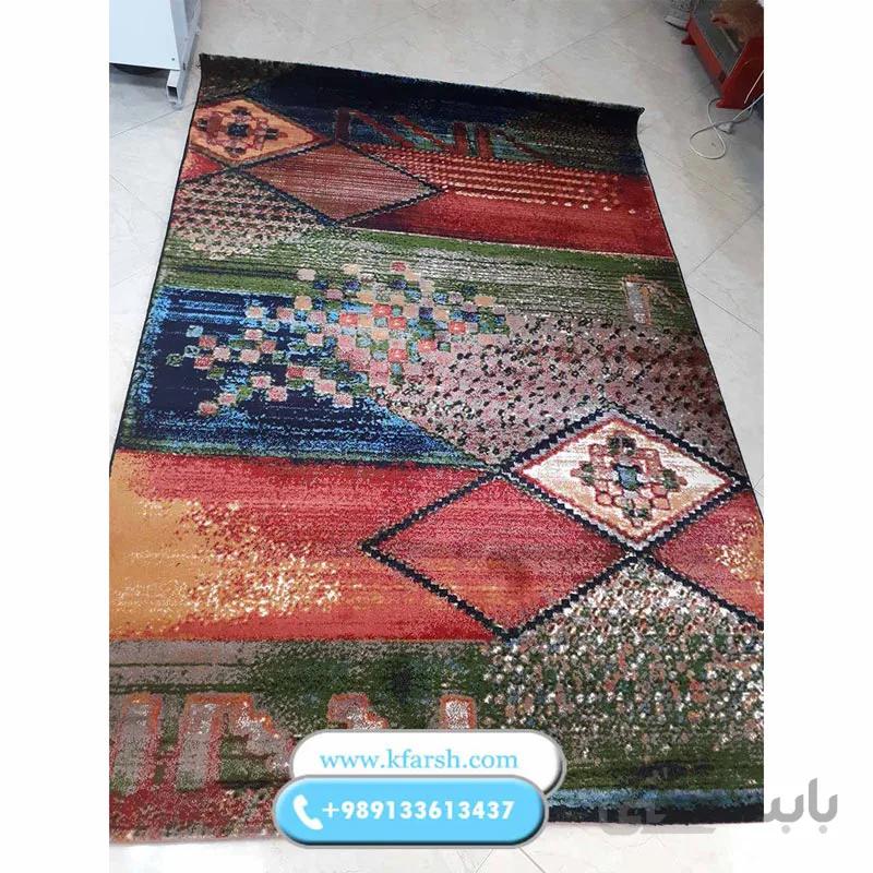 فرش فانتزی طرح جدید سبز نارنجی