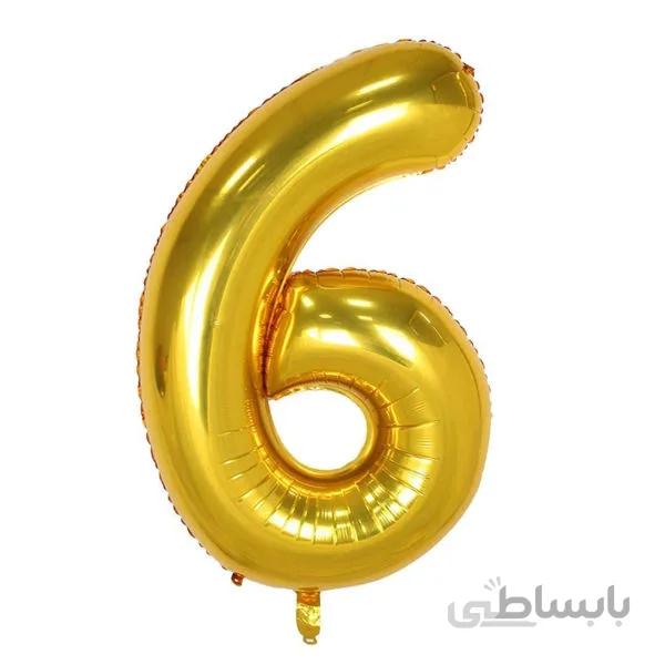 بادکنک فویلی طلایی عدد 6 سایز 32 اینچ