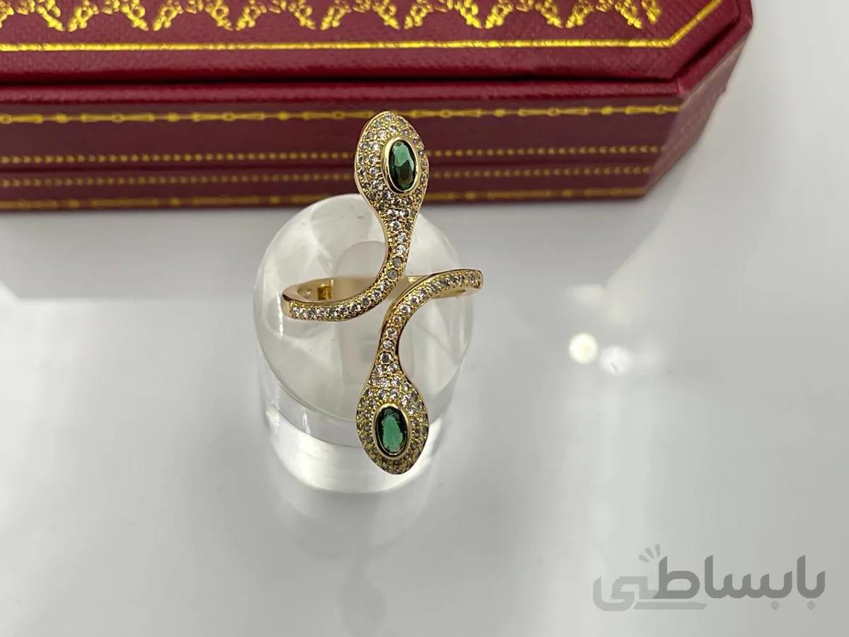 انگشتر مار دو سر با چشمان سبز