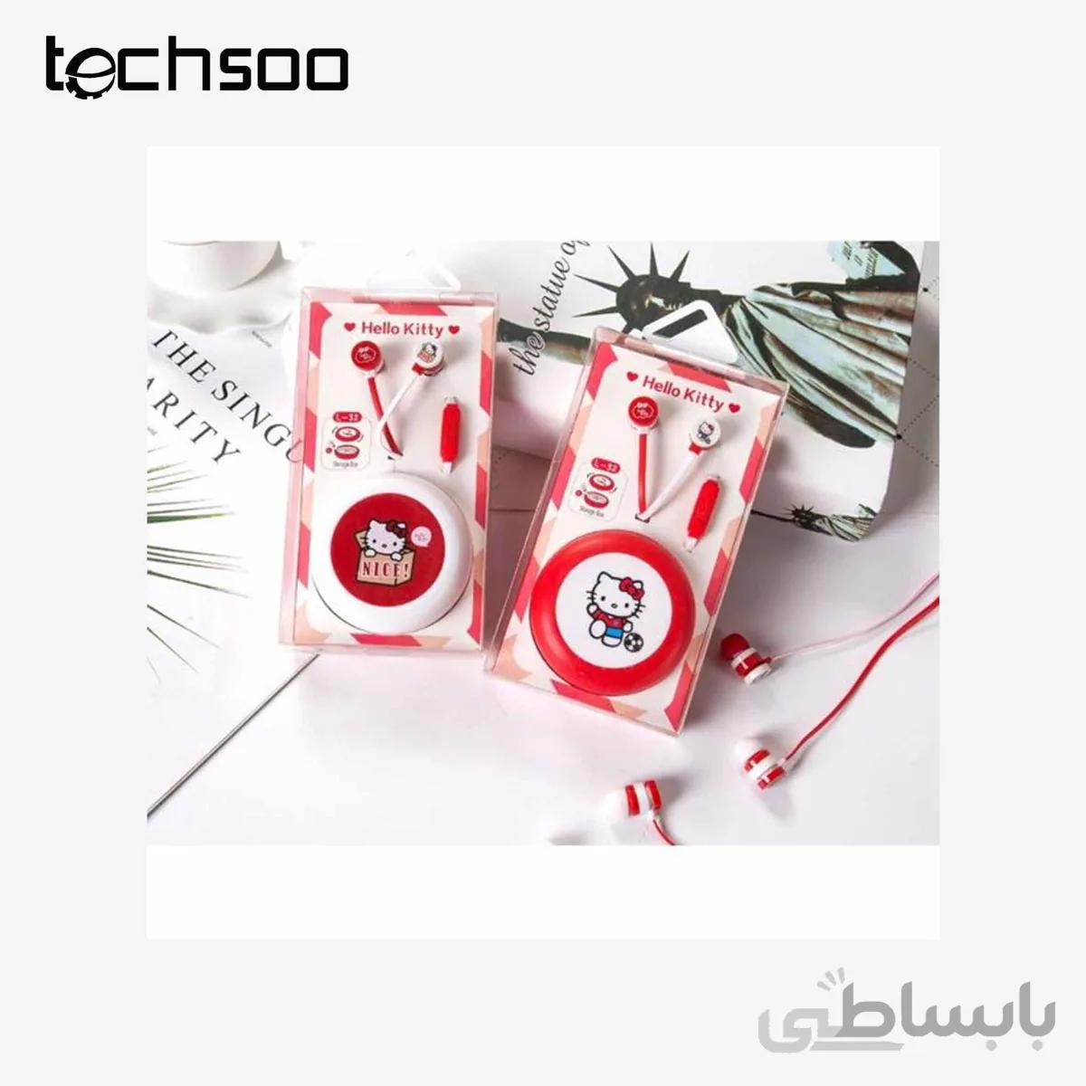 هندزفری فانتزی طرح هلوکیتی Hello Kitty design earphone with storage box