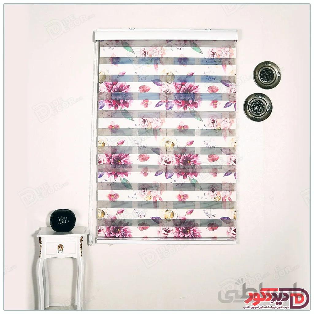 پرده زبرا گل دار چاپی دو رو کد H-161