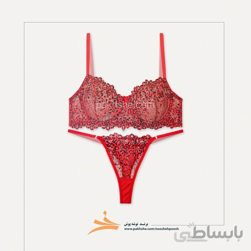 ست پلنگی قرمز فنردار برند نوشه پوش کد 84012