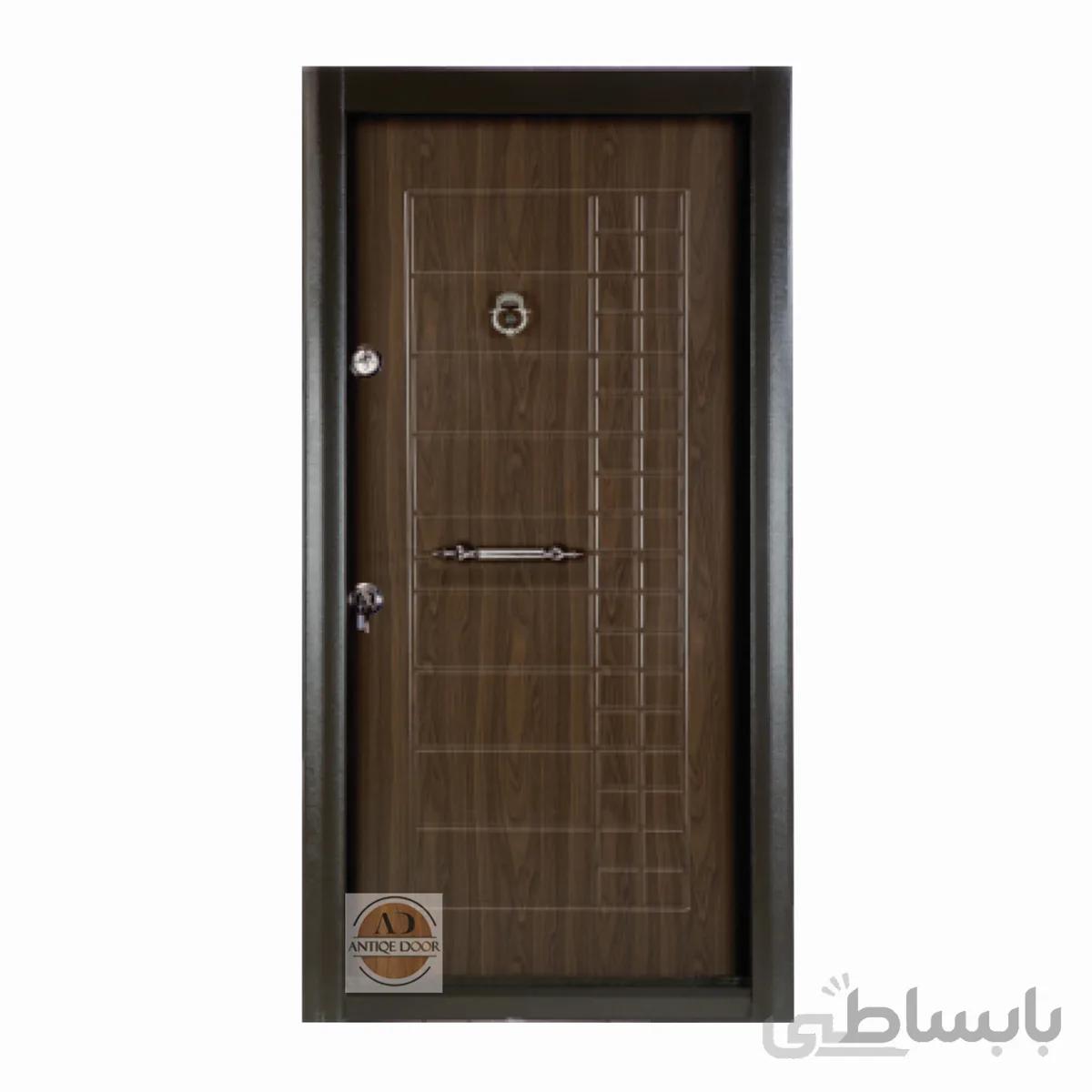 درب ضد سرقت بیسکوییتی روکش پی وی سی نوین - 110*210 / چپ بازشو