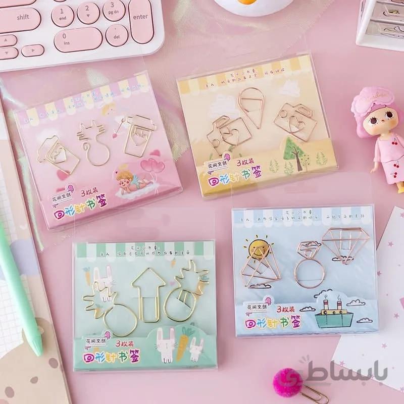کلیپس فلزی فانتزی [گیره کاغذ] بسته 3 عددی cute paper iron clips code 92-57 [www.ahwazonline.com]