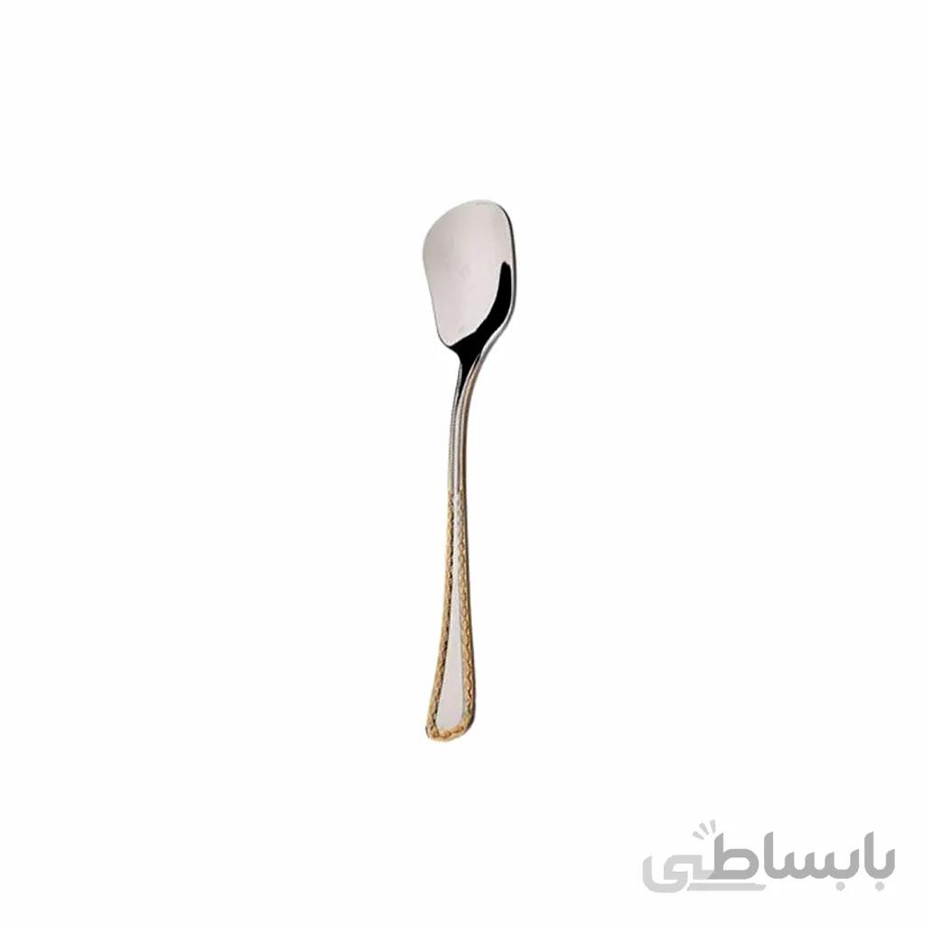 قاشق بستنی خوری 6 نفره ناب استیل طرح برلین دور طلایی (6 پارچه)