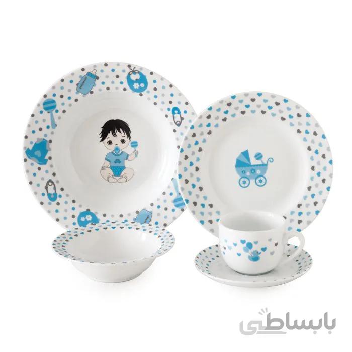 سرویس چینی 5 پارچه کودک نیوبرن آبی