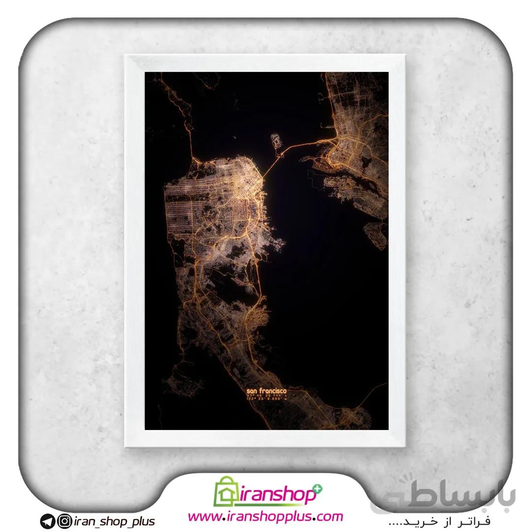 تابلو نقشه شهر سانفرانسیسکو با تم Night Cities
