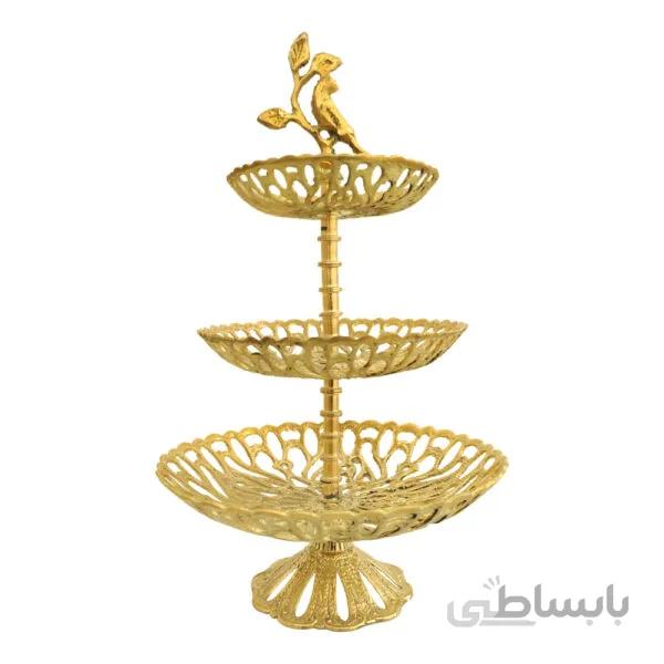 شیرینی خوری برنزی طرح توری ۳ طبقه کد ۱۰۳۱