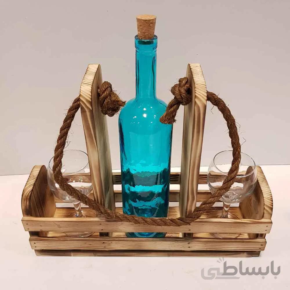 جا بار رومیزی چوبی رنگ سوخته
