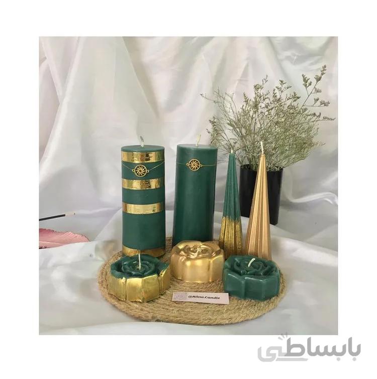 آلیناکندل – شمع ست سبز و طلایی ۷تیکه
