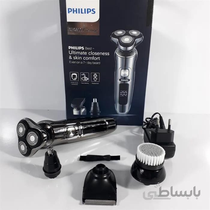 ریش تراش پنج کاره سری 9000 فیلیپس philips 980 ا ریش تراش 5 کاره فیلیپس دارای چهار سری مجزا می باشد . این دستگاه دارای موتور پرقدرت سری 9000 می باشد . نمایش گر دیجیتال این دستگاه دارای نمایشگر میزان شارژ و مدت زمان اصلاح نی شاد.