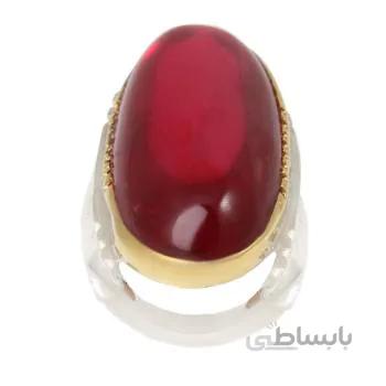 انگشتر نقره مردانه مدل سنگ یاقوت مصنوعی رکاب دست ساز کد AM_1979