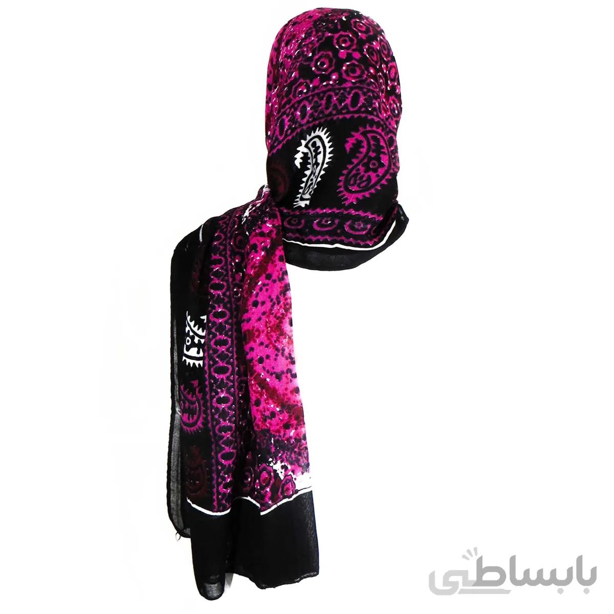 شال زنانه سنتی کردستان طرح ترنج رنگ سرخابی