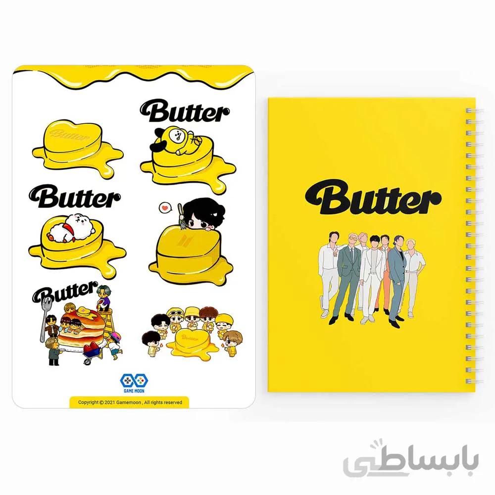 دفترچه يادداشت bts butter به همراه مجموعه ٦ عددی استيكر-کد 2020