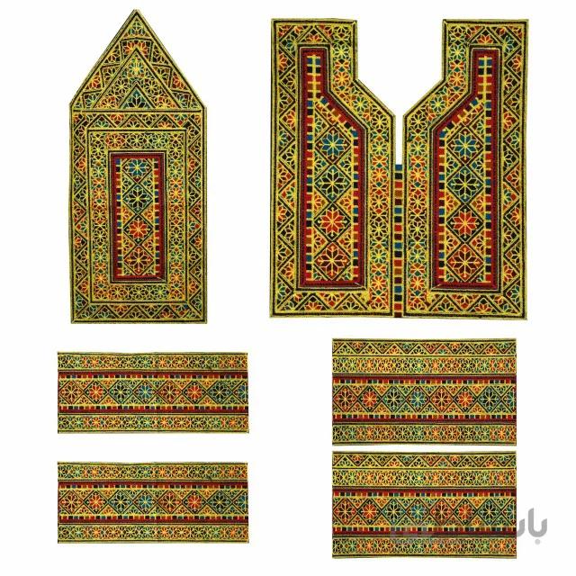 پارچه سوزن دوزی بلوچی 6 تکه مدل Goldar-3010