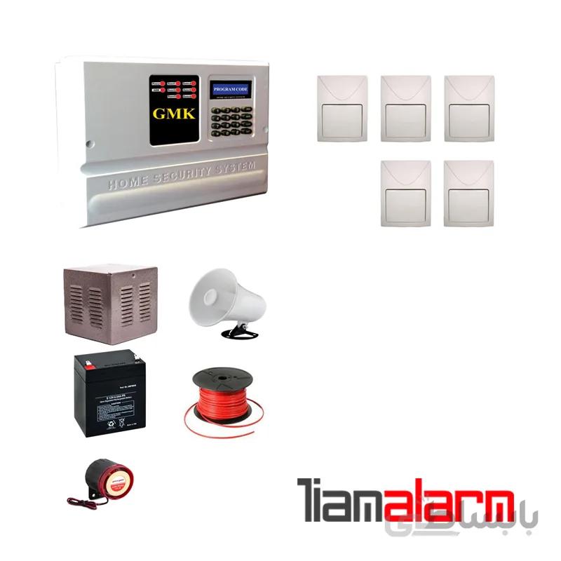 پکیج دزدگیر اماکن با سیم مدل جی ام کا سیم کارتی و تلفنی GM910F5