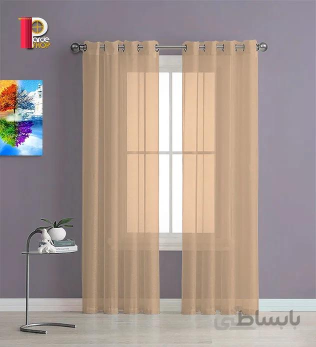 مجموعه دو پنلی پرده پانچی حریر برند Elegant رنگ نسکافه ای