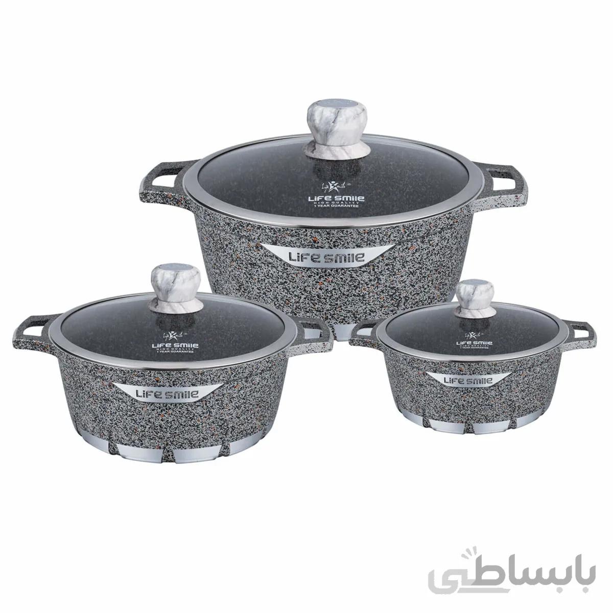 سرویس قابلمه گرانیتی لایف اسمایل مدل FLCM 6 شامل 6 پارچه ا LIFESMILE FLCM-6 Cookware Set