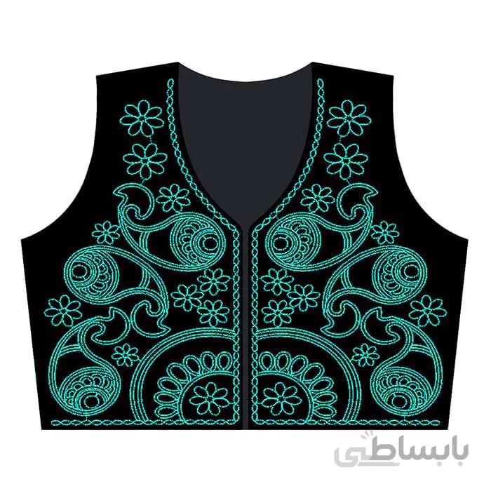 جلیقه مخمل مشکی طرح ماهی آبی