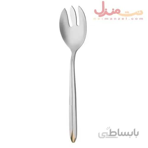 چنگال سرو سالاد ناب استیل مدل پالرمو دور طلا