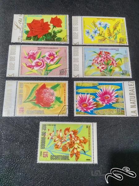 سری تمبر گل خارجی با مهر تجاری