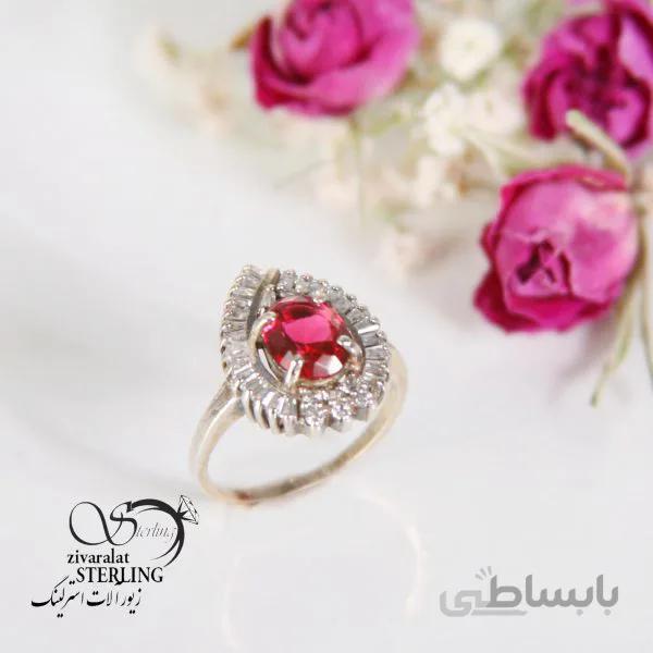 انگشتر نقره زنانه یاقوت سرخ عیار ۹۲۵
