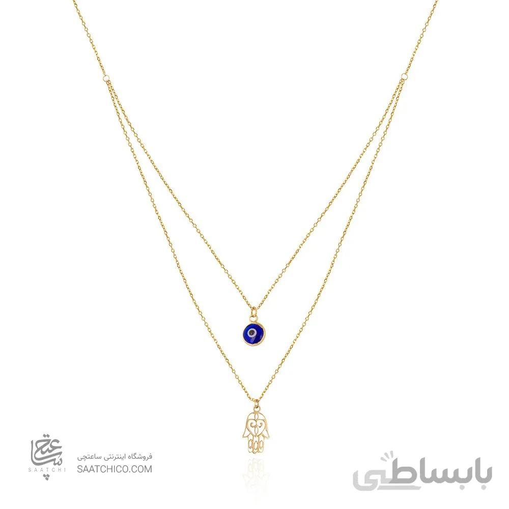 گردنبند طلا زنانه طرح دست همسا و چشم نظر کد CN362