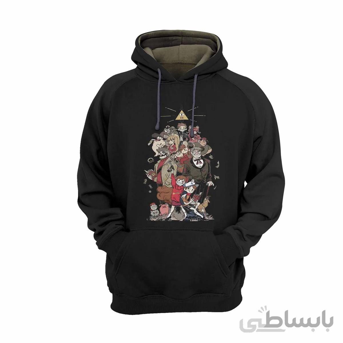 هودی مشکی طرح انیمیشن ابشار جاذبه gravity falls