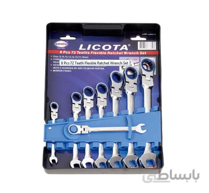 ست آچار یکسر جغجغه 8 عددی سر لولایی (تا شو) لیکوتا – LICOTA مدل ARW-12MK12