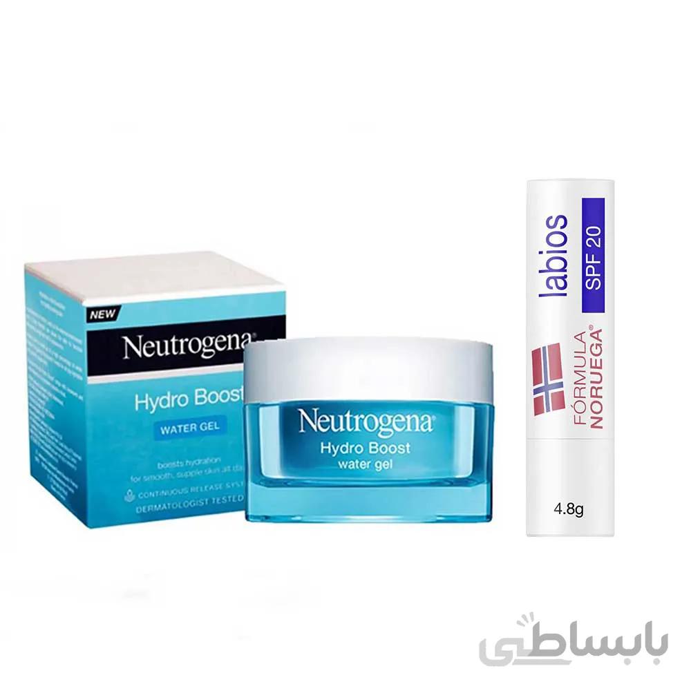 پک 2عددی واتر ژل و بالم لب نوتروژینا مدل hydro boost ا digit pack of neutrogena water gel and lip canvas model hydro boost