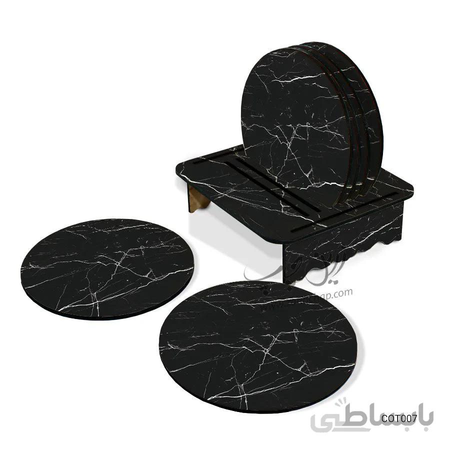 ست زیر لیوانی همراه با پایه طرح سنگ کد COT007