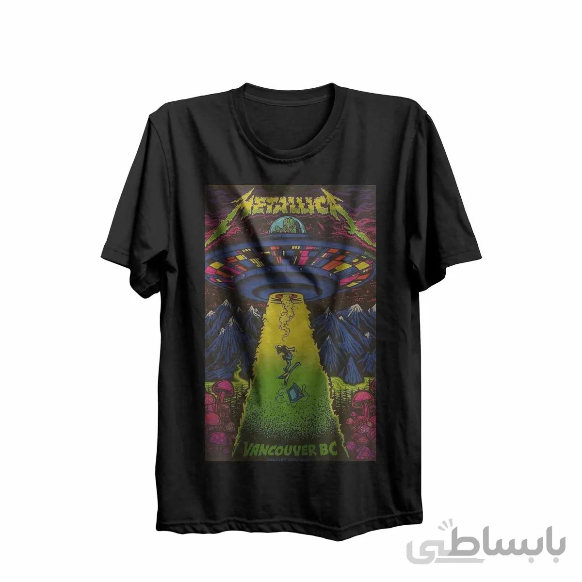 تیشرت یقه گرد مشکی طرح گروه موسیقی متالیکا Metallica