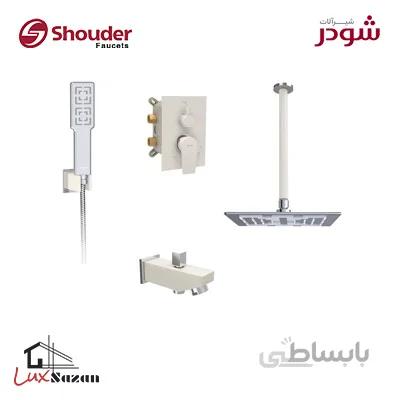 شیر توکار حمام شودر مدل رومر شیری کروم (سردوش برنجی) تیپ 3