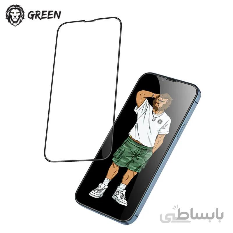 گلس لبه سیلیکونی iPhone 13 گرین Green Lion Silicone Edge Glass