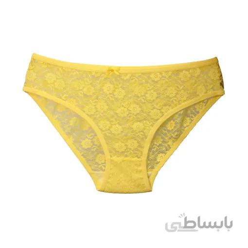 شورت زنانه تمام گیپور زرد برند HR