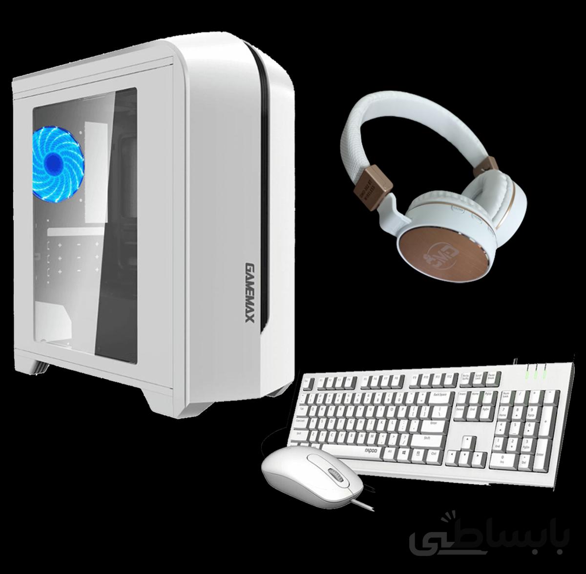 پک گیمینگ سفید کیس کیبورد موس هدست بلوتوثی
