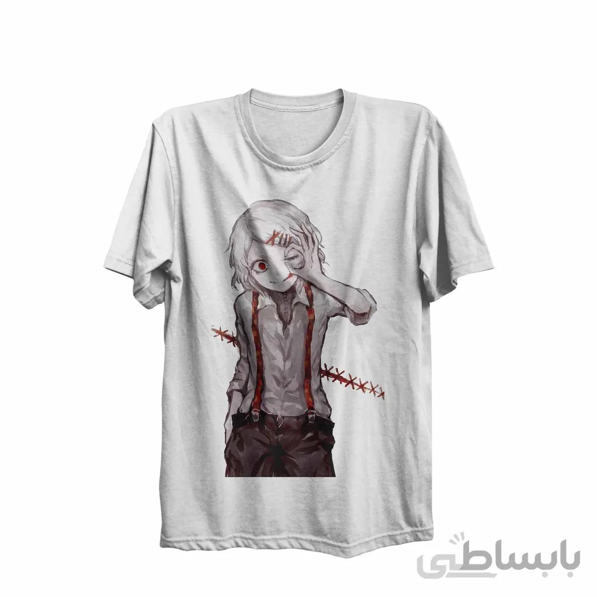 تیشرت یقه گرد سفید طرح انیمه توکیو غول Tokyo Ghoul کدKCT10435 کد 284985